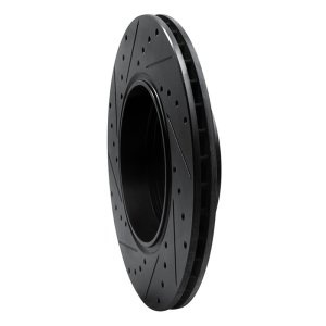 BMW 745LI Brake Rotor (1) - Rear Right - R1 Concepts - Drilled & Slotted - Black - `02-`05